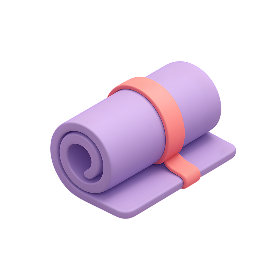Yoga mat rolled up with strap on Transparent Background png