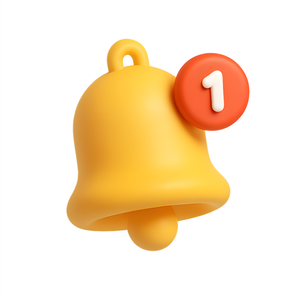Golden bell with notification alert png