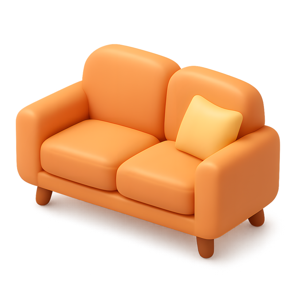 Small sofa with cushion for living room decor png