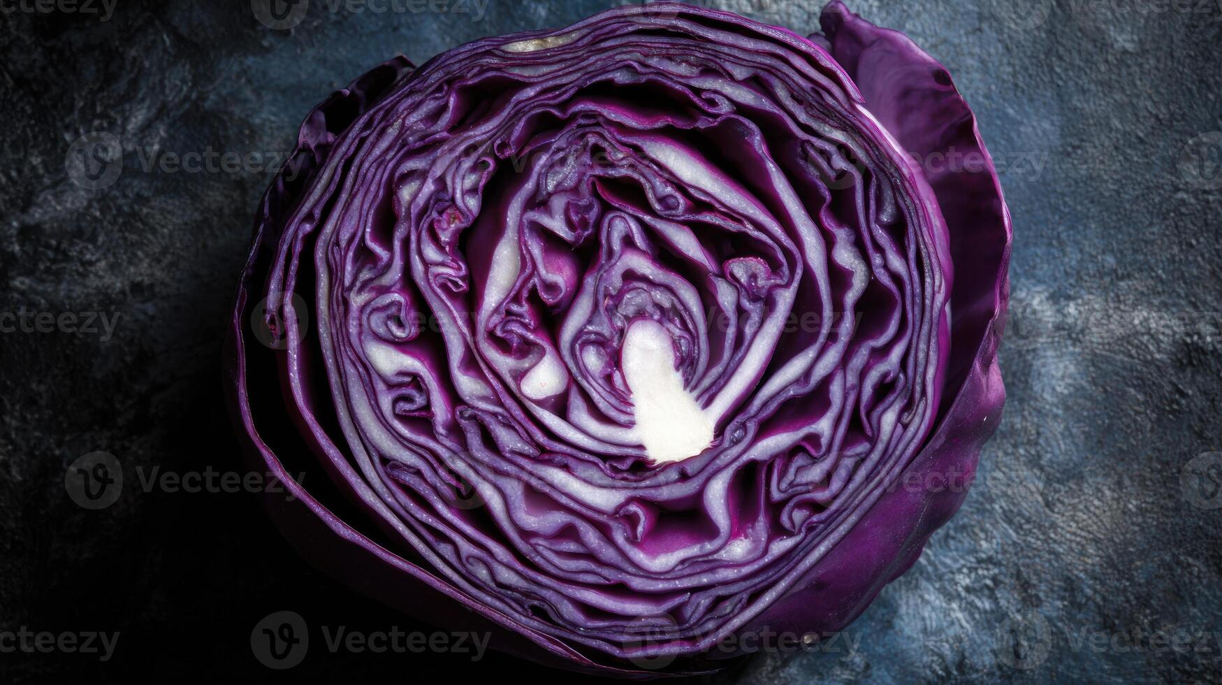 Sliced Red Cabbage Creates Stunning Natural Mandala With Open Center photo