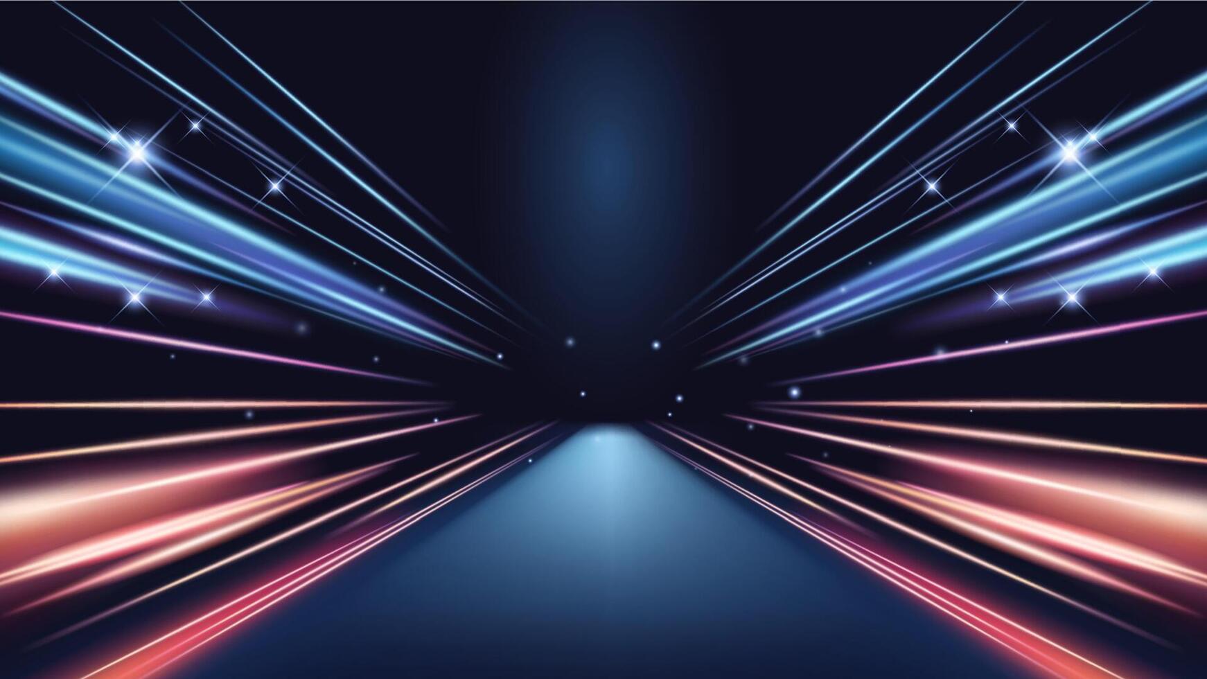 Abstract light with glowing blue and orange neon lines. Futuristic speed background. vector
