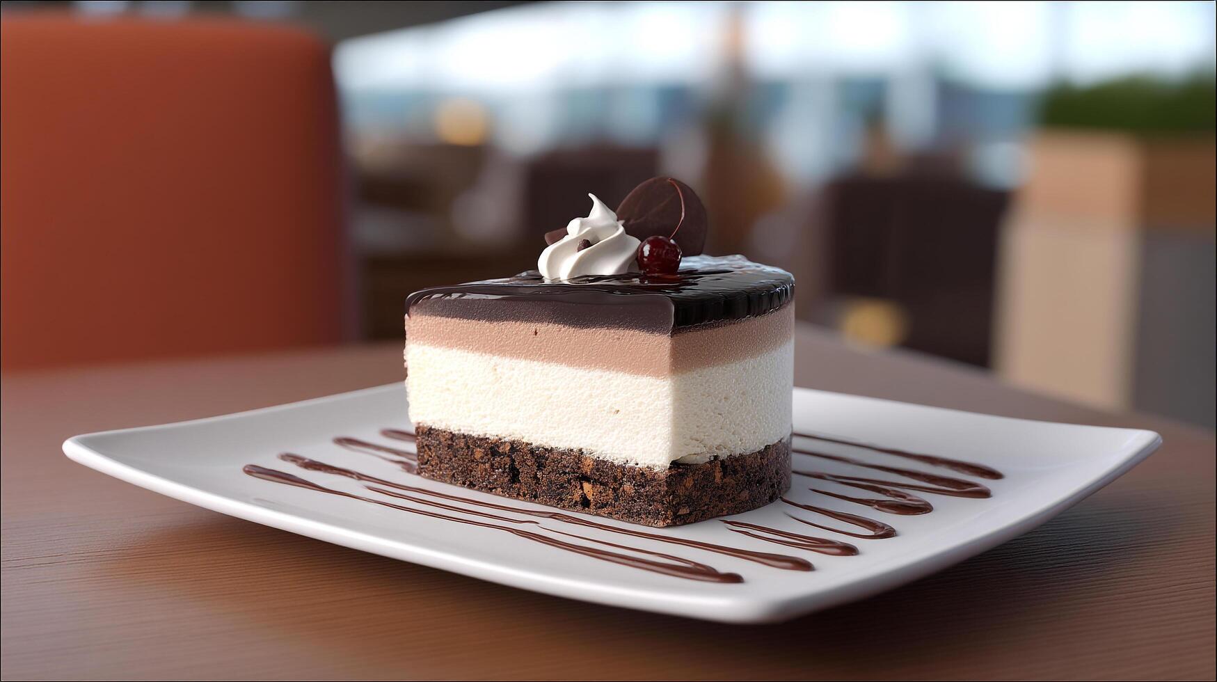 a piece of cake on a plate, food image photo