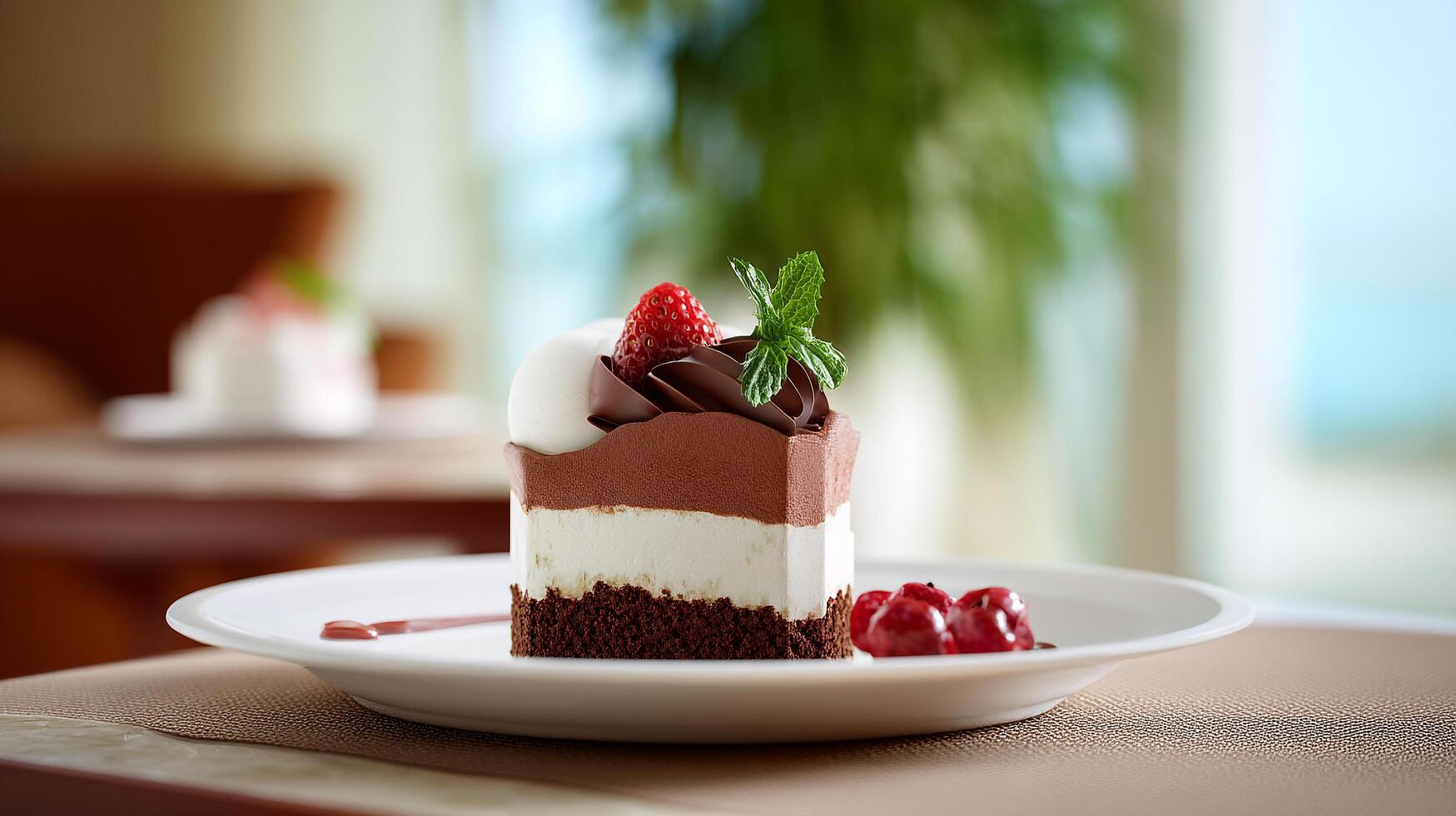 Delicious Sweet Dish with Indoor Background, Dessert Wallpaper photo