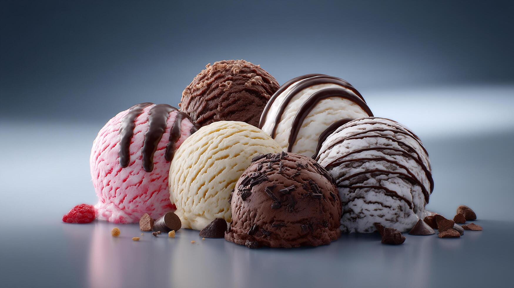 a variety of ice cream scoops are shown on a table photo