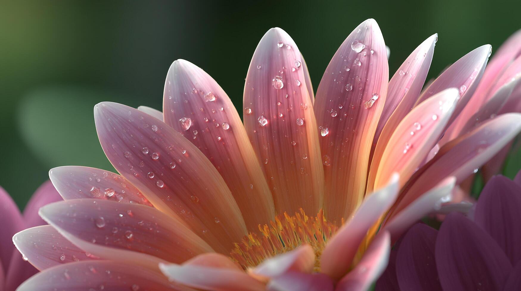 Blooming Flower Closeup with Dewdrops, Photo of Flower
