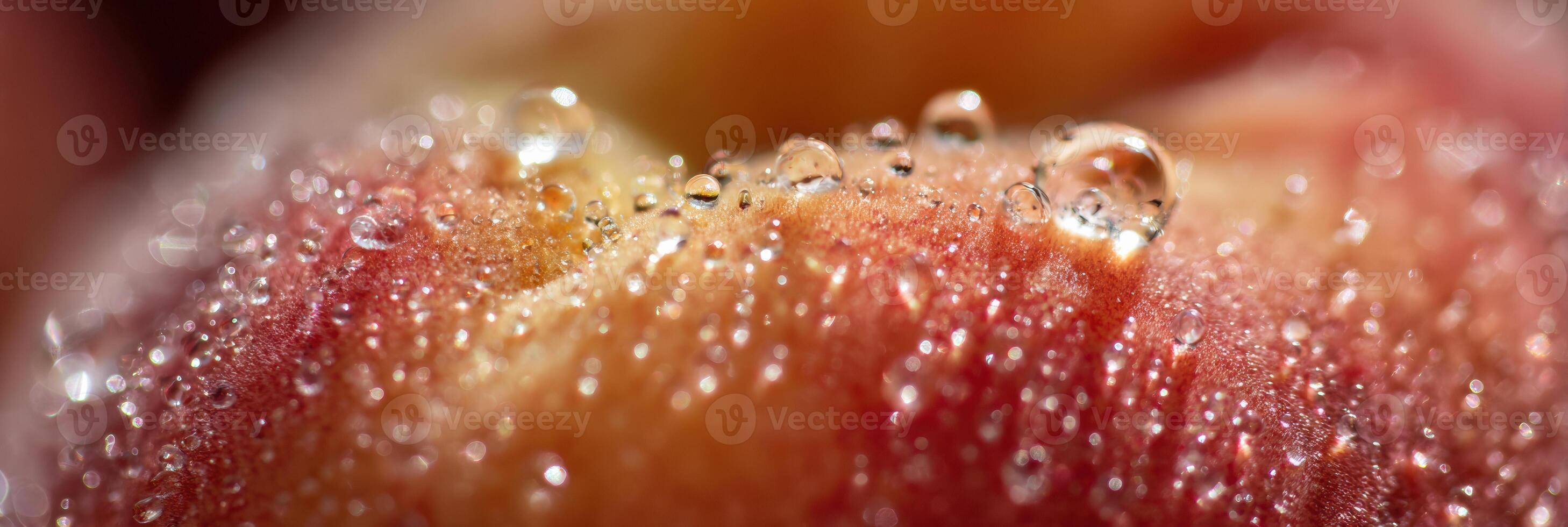 Close-up View of Peach Fuzz Adorned With Water Droplets Showcasing Natures Delicate Beauty and Texture Under Natural Light photo