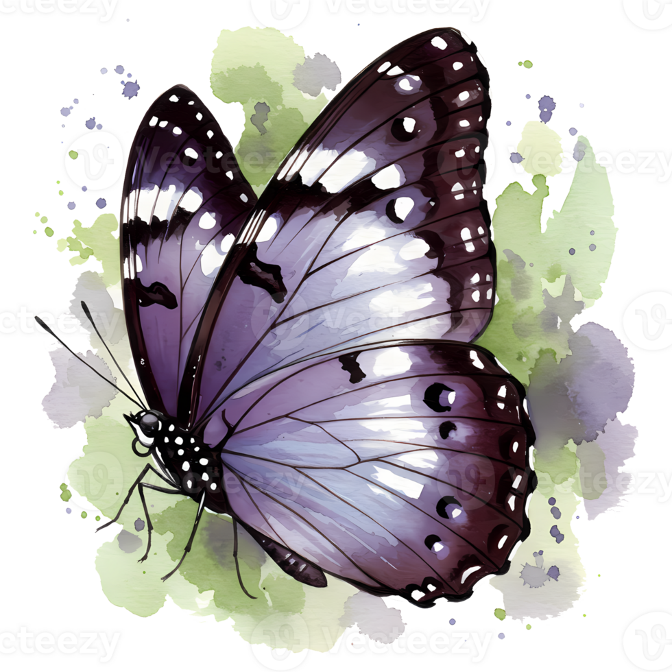 Graceful butterfly illustration with delicate watercolor accents and a transparent background, perfect for artistic and nature-themed designs. png