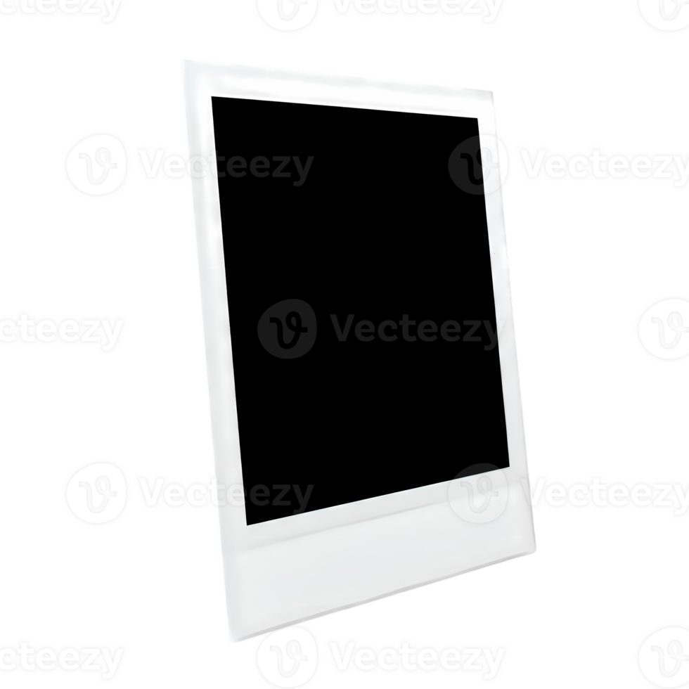 An isolated blank instant photo frame on a transparent backdrop awaits your custom memories or designs with a modern feel, transparent background png