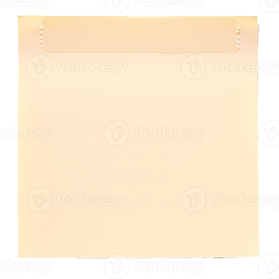Beige square with sealed top on a transparent background provides a simple design element, perfect for stationery mockups or background textures. png