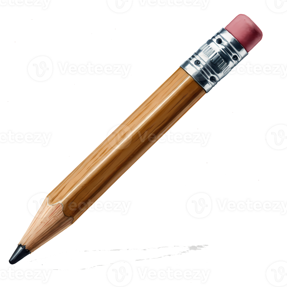 A pristine pencil rests against a stark transparent background, creating a study in contrast for writing or creative projects. png