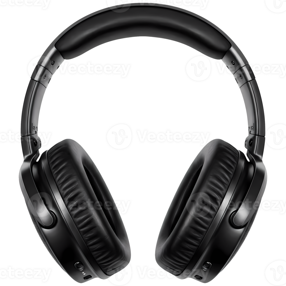 Sleek black wireless headphones offer modern audio enjoyment and personal listening for music or podcasts, perfect for entertainment enthusiasts, transparent background png