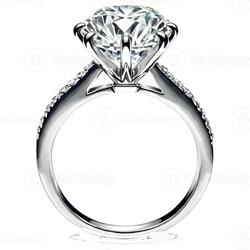 Sparkling diamond engagement ring crafted in white gold showcases timeless elegance and dazzling brilliance against a dark backdrop, transparent background png