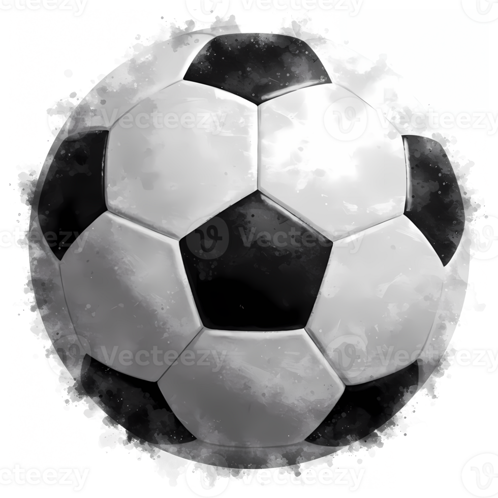 Striking soccer ball artwork shows dynamic movement and texture against a dark backdrop, perfect for sports enthusiasts, transparent background png