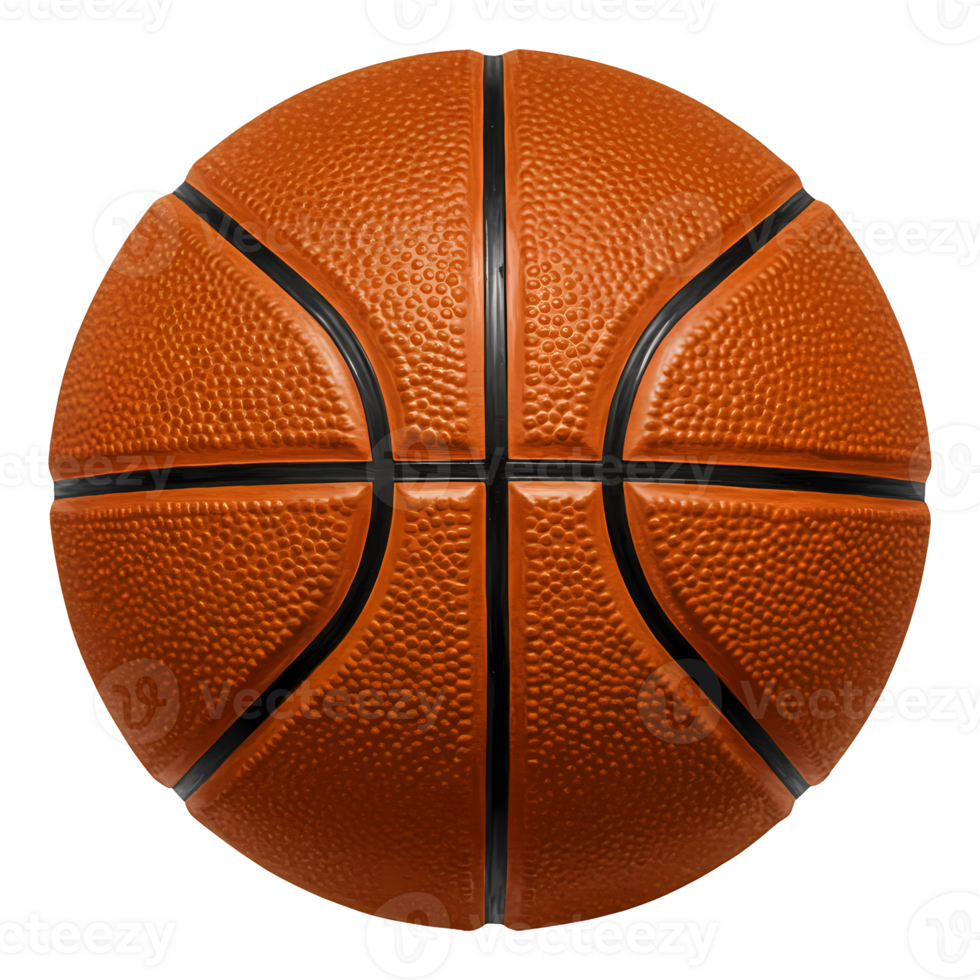 Sporty basketball sphere with a textured orange surface and black lines stands out against the transparent background, perfect for design. png