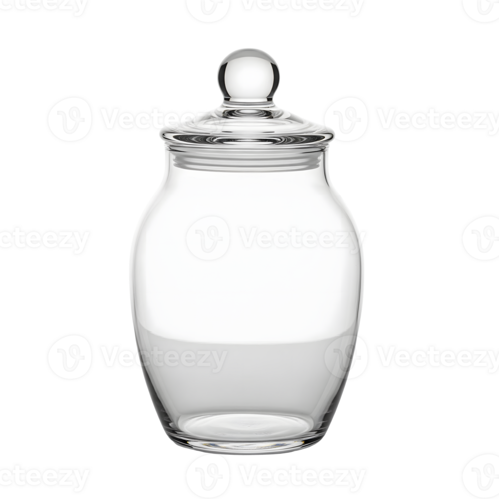 A clear glass jar with a lid is isolated on transparent background, ready to store your favorite treats png
