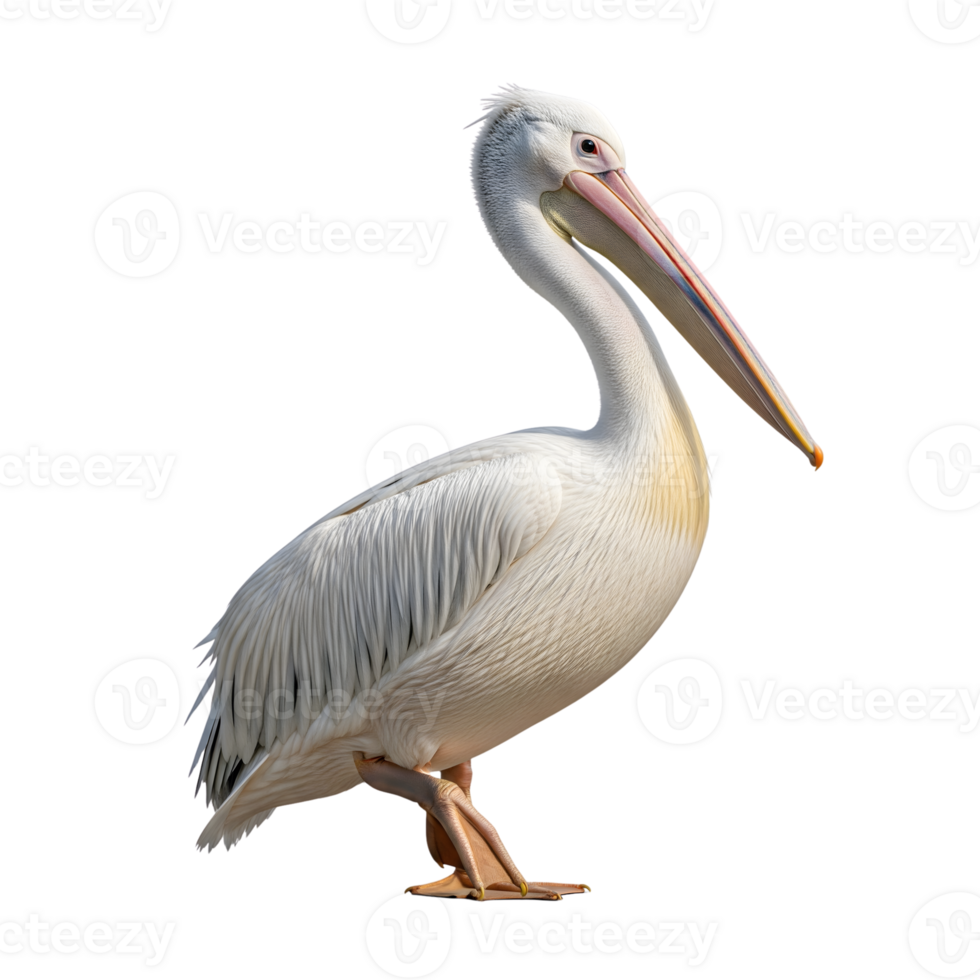 A great white pelican stands tall, isolated on transparent background png