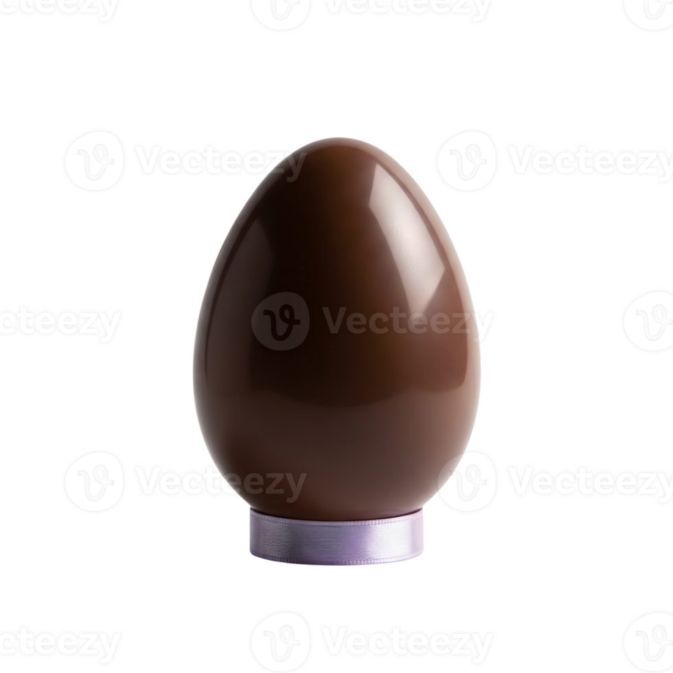 A shiny brown chocolate easter egg is isolated on transparent background png
