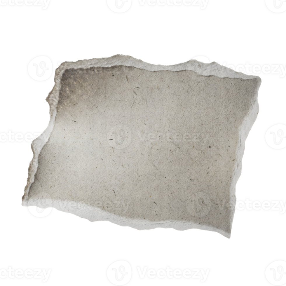 A piece of torn paper with a rough, textured surface creates a vintage and grungeinspired abstract background isolated on transparent background png