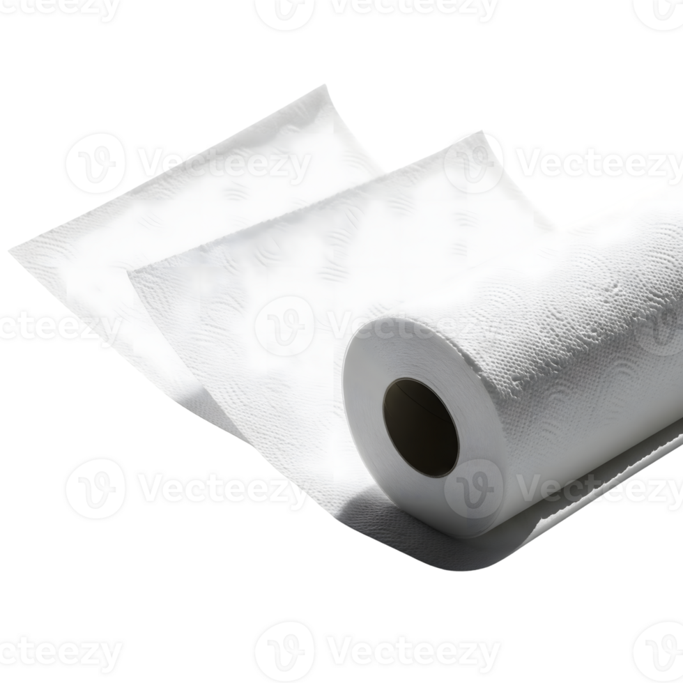 A roll of white paper towel isolated on transparent background png