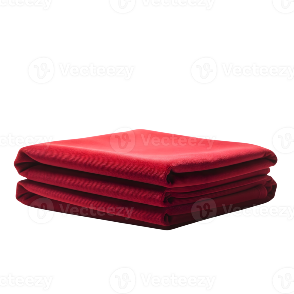 A stack of folded red fabric, isolated on transparent background png