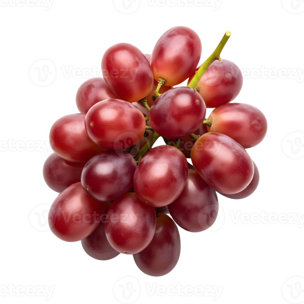 A vibrant cluster of red grapes, plump and juicy, is isolated against a transparent background, showcasing their freshness and sweetness png