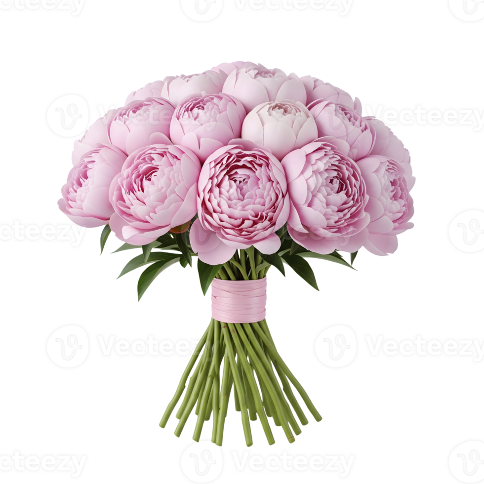Beautiful pink peony bouquet isolated on transparent background png
