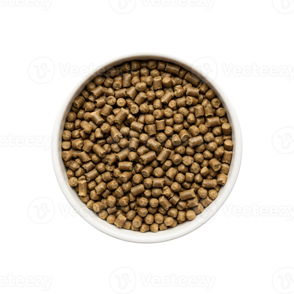 Bowl of rabbit food pellets isolated on transparent background png