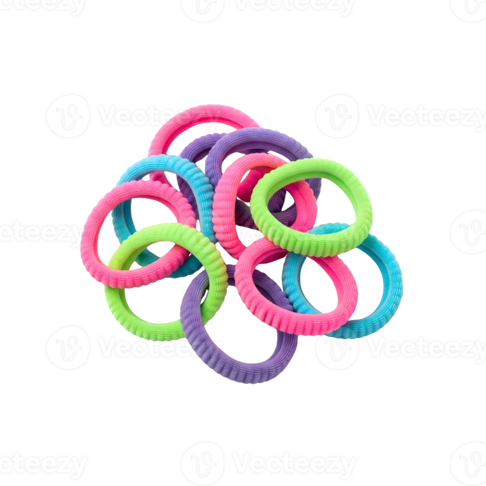 Colorful hair ties are piled together isolated on transparent background png