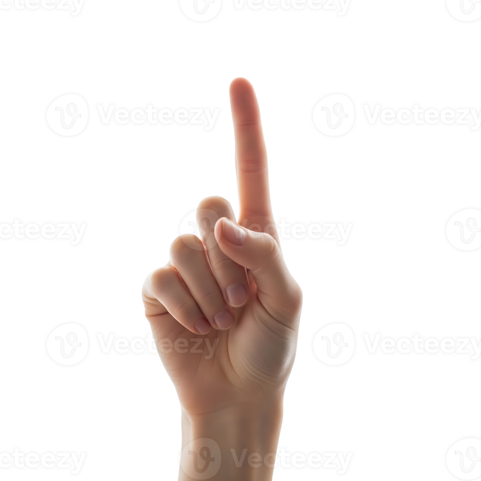 Hand pointing up with index finger isolated on transparent background png