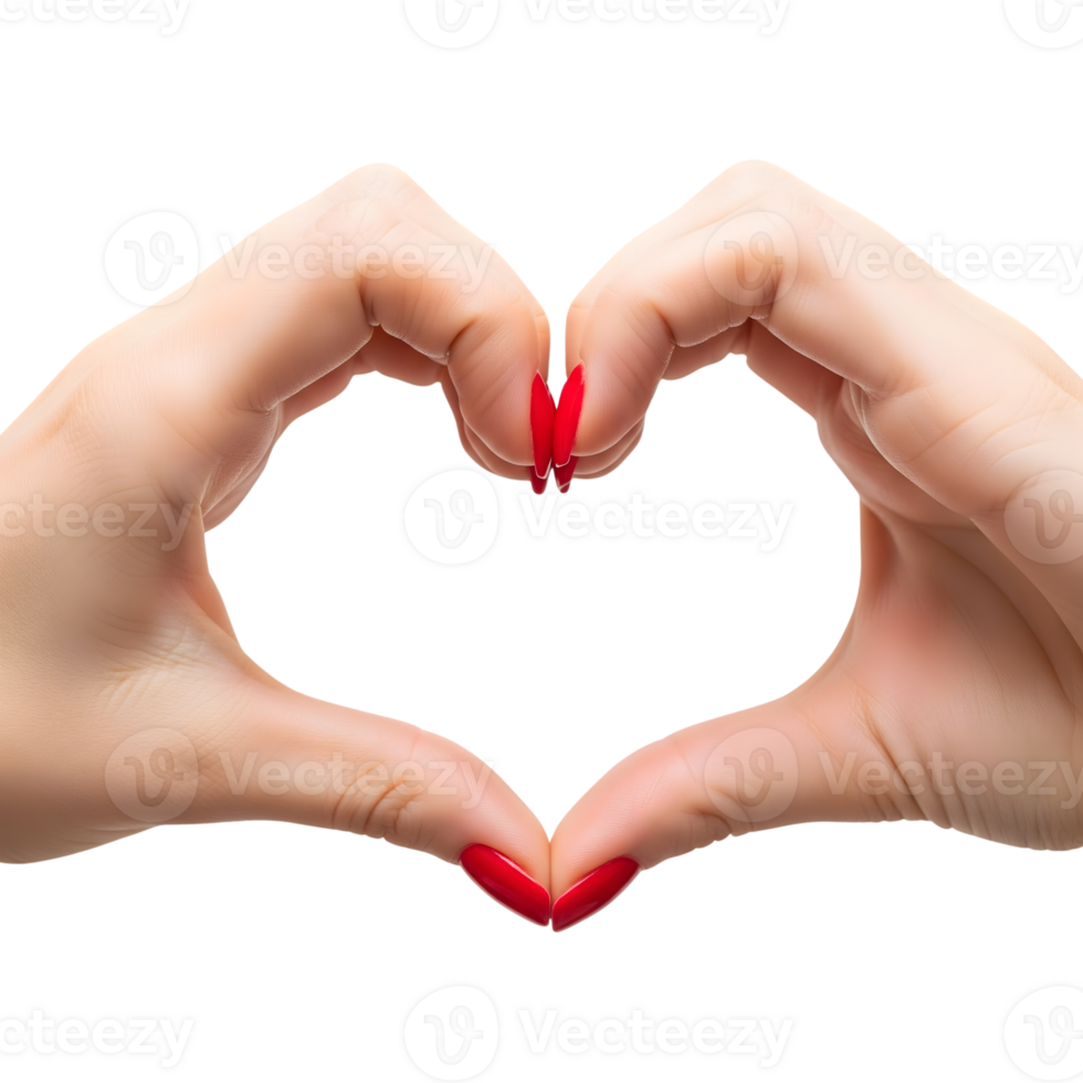 Hands forming a heart shape isolated on transparent background png