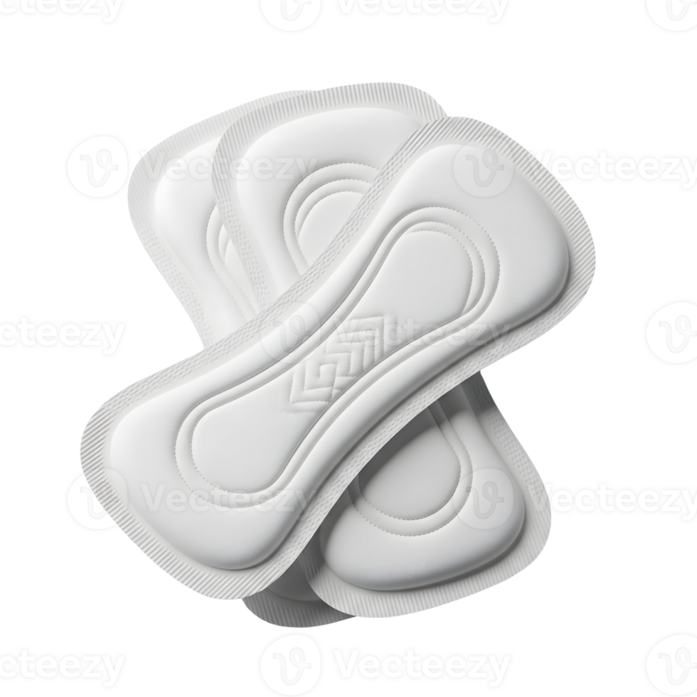 Sanitary pads are stacked and isolated on transparent background png