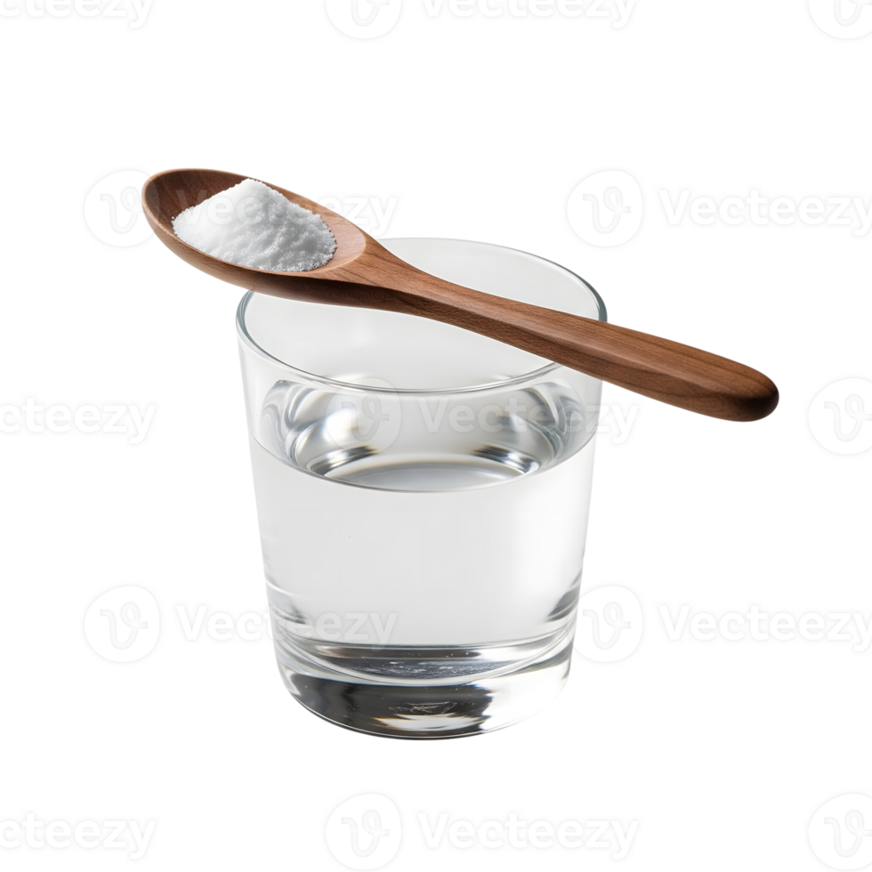 Spoon with white powder over a glass of water isolated on transparent background png