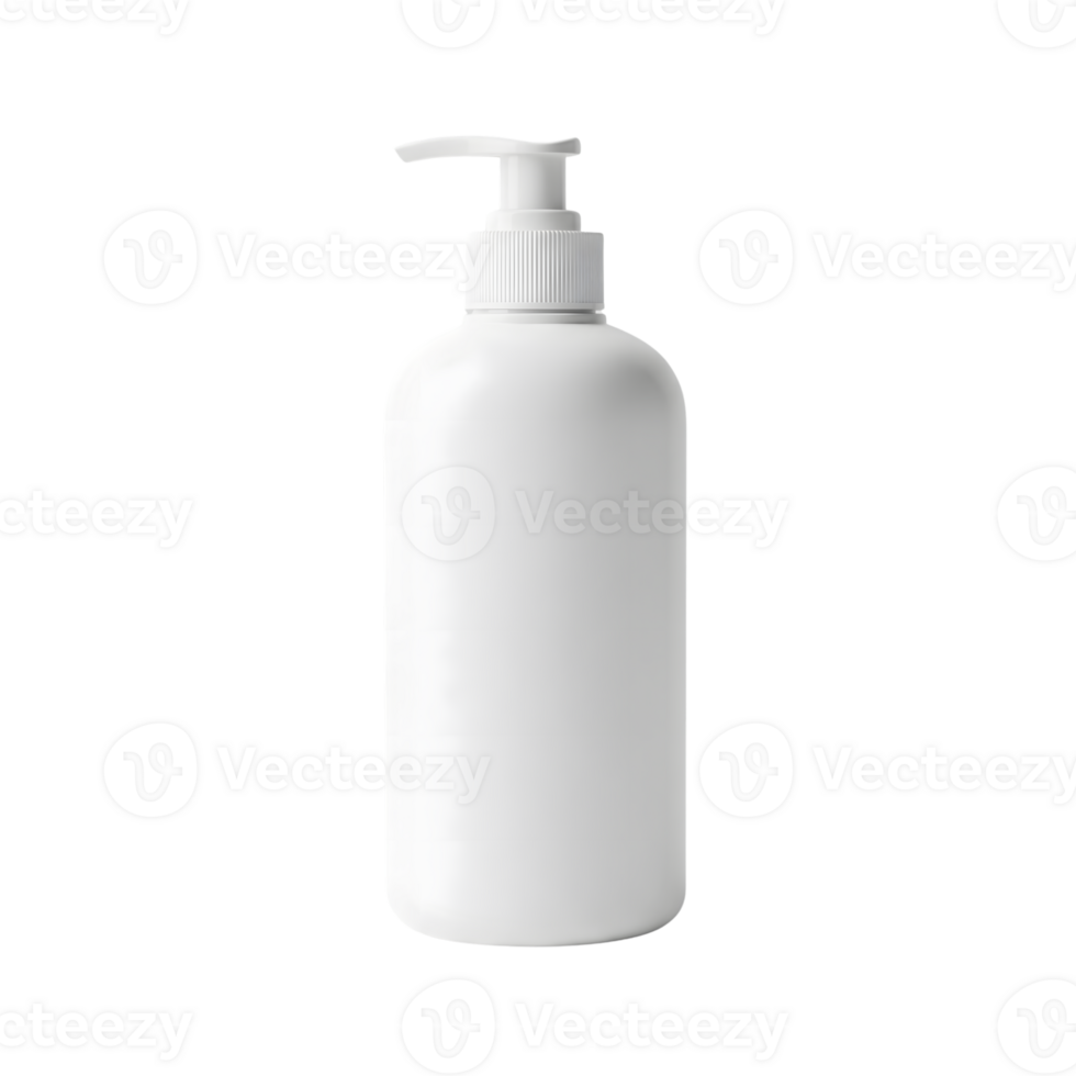 White plastic bottle with pump dispenser isolated on transparent background png