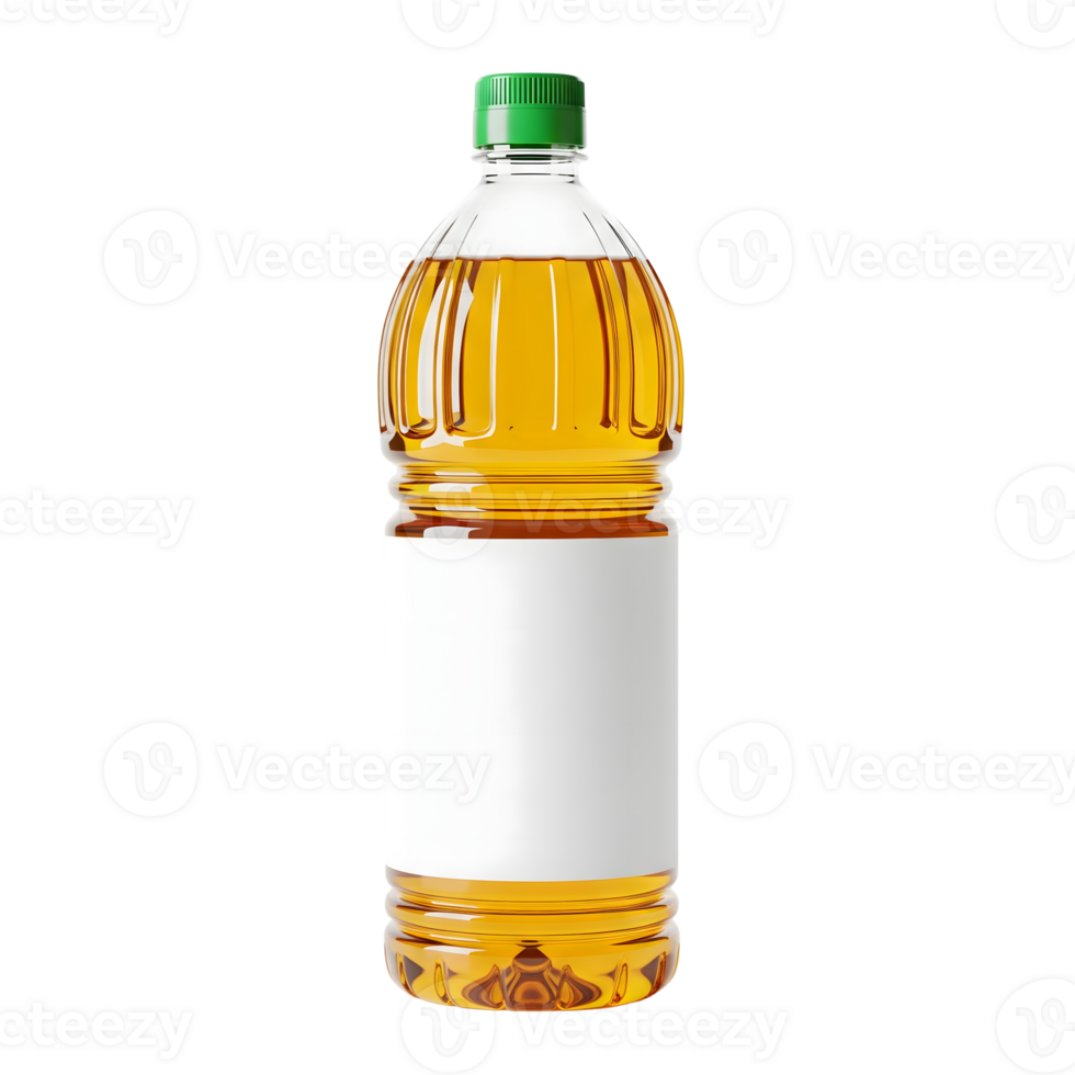 A bottle of cooking oil with a blank label isolated on transparent background png