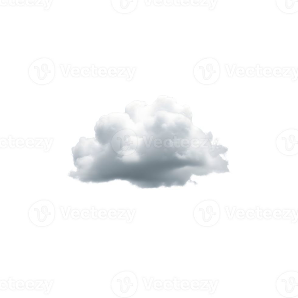 A single fluffy white cloud isolated on transparent background, floating in the sky png