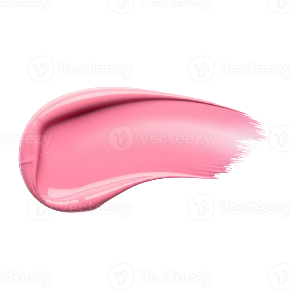 A vibrant pink lipstick smear creates a glossy and smooth texture isolated on transparent background png