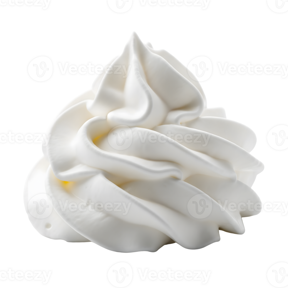 A swirl of fluffy whipped cream isolated on transparent background, perfect for topping desserts png
