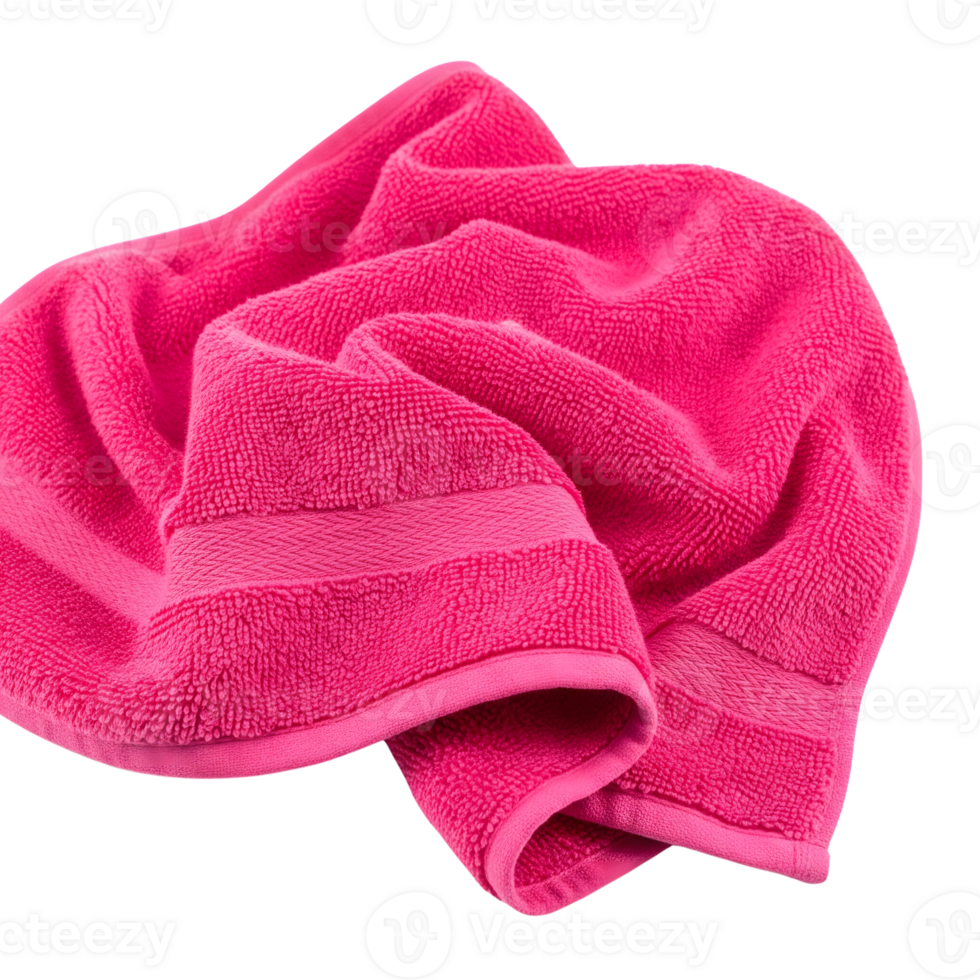 A vibrant pink towel, folded with care, isolated on transparent background, presents a soft and inviting texture for a spalike experience png