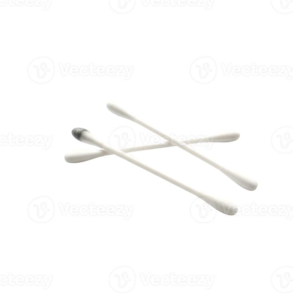 Three cotton swabs isolated on transparent background png