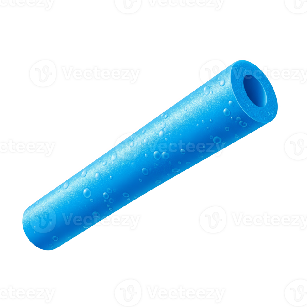 Bright Blue Cylindrical Tube Covered in Water Droplets Isolated on a transparent background png