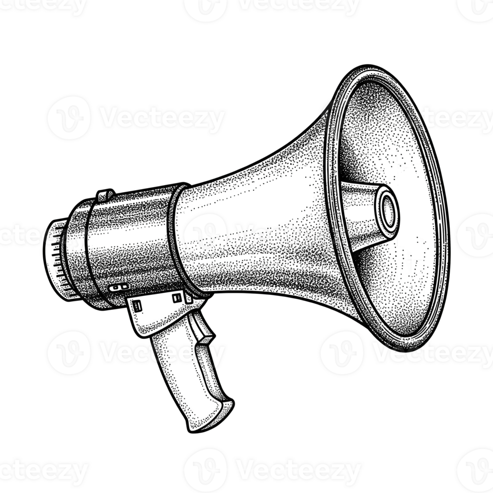 Stippled Megaphone Illustration Pink Purple Hues Isolated on Black Background isolated on a transparent background png