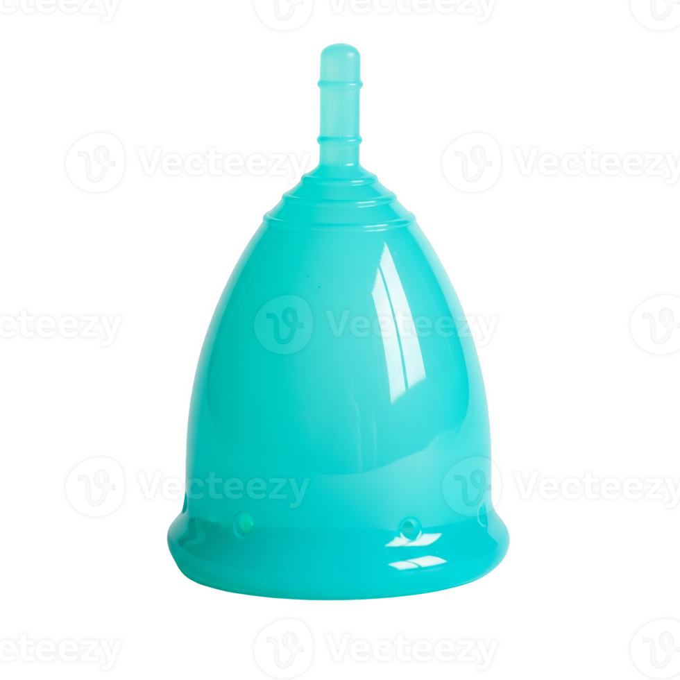 A teal menstrual cup, isolated on transparent background png
