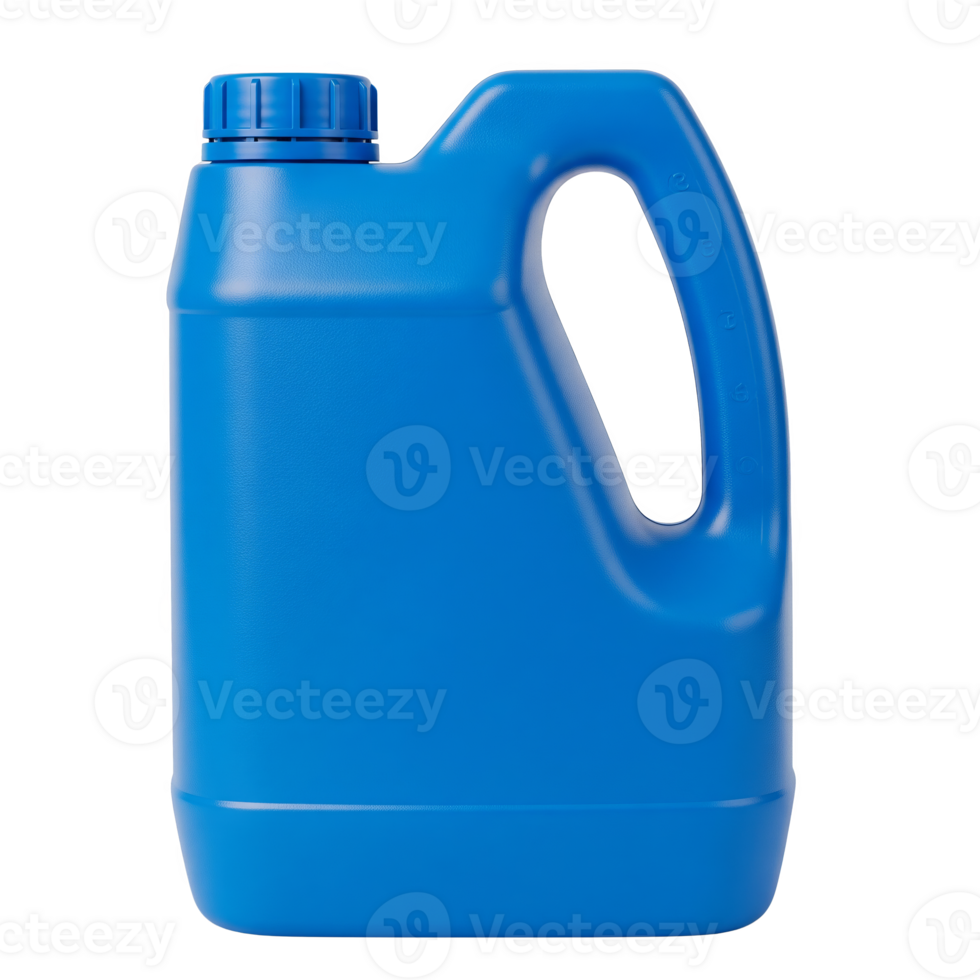 A vibrant blue plastic jug with a handle and screwtop lid, isolated on transparent background png