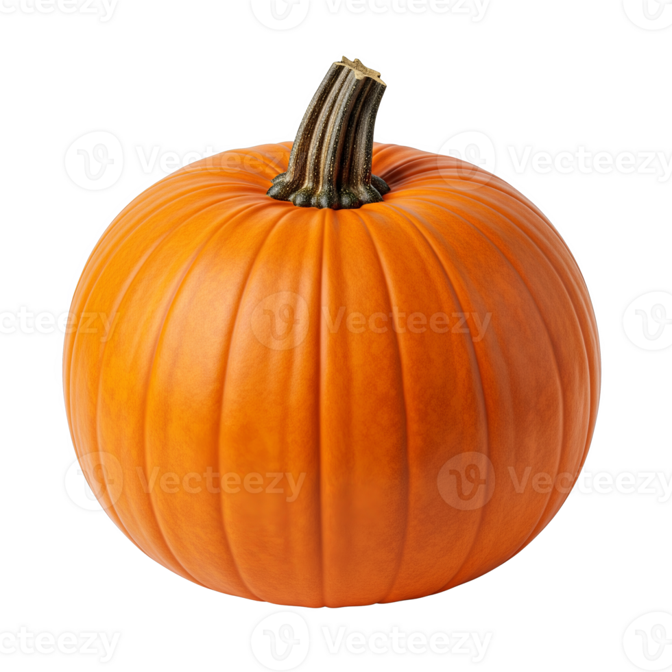 A vibrant orange pumpkin, isolated on transparent background, with a sturdy brown stem ready for autumn festivities png