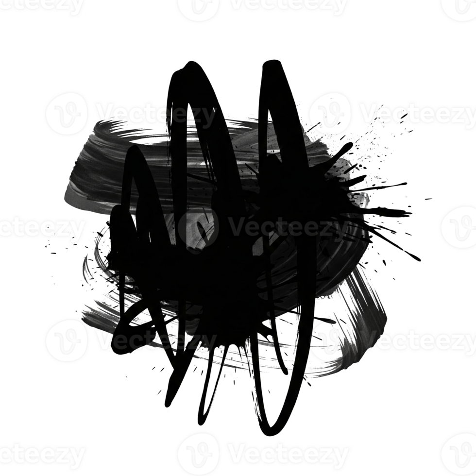 Abstract Black Gray and Pink Ink Brushstrokes Paint Splatter Design isolated on a transparent background png
