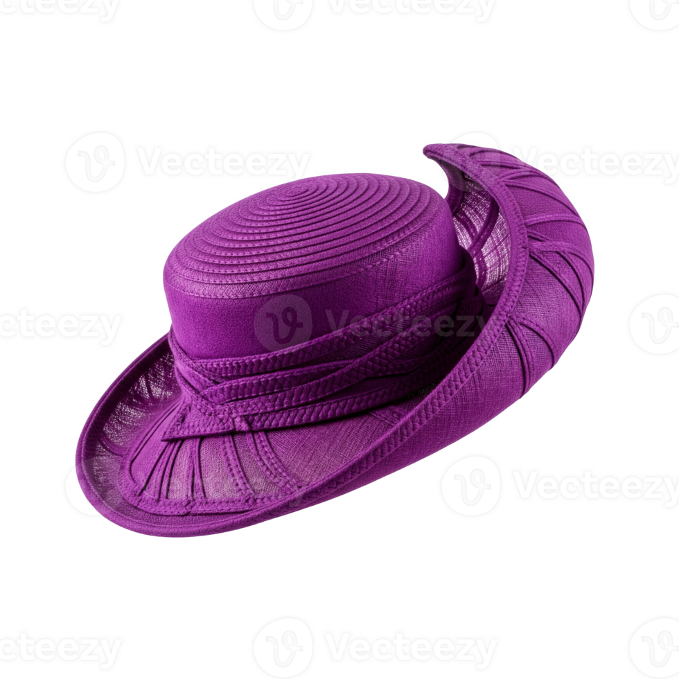 An elegant purple hat with a curved brim, isolated on transparent background png