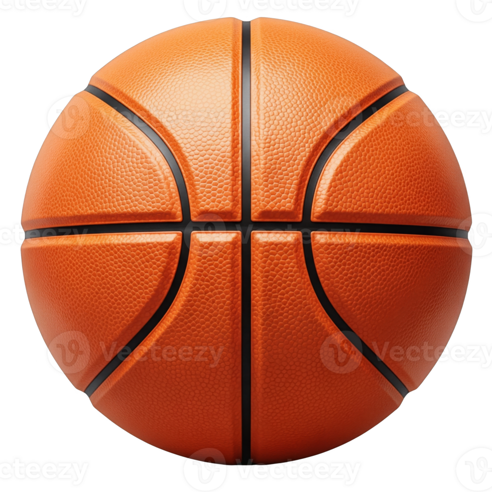 Textured orange basketball with black lines isolated on transparent background png