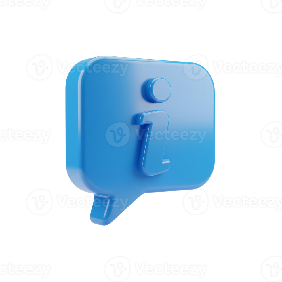 A glossy blue information icon in a speech bubble shape, isolated on transparent background png