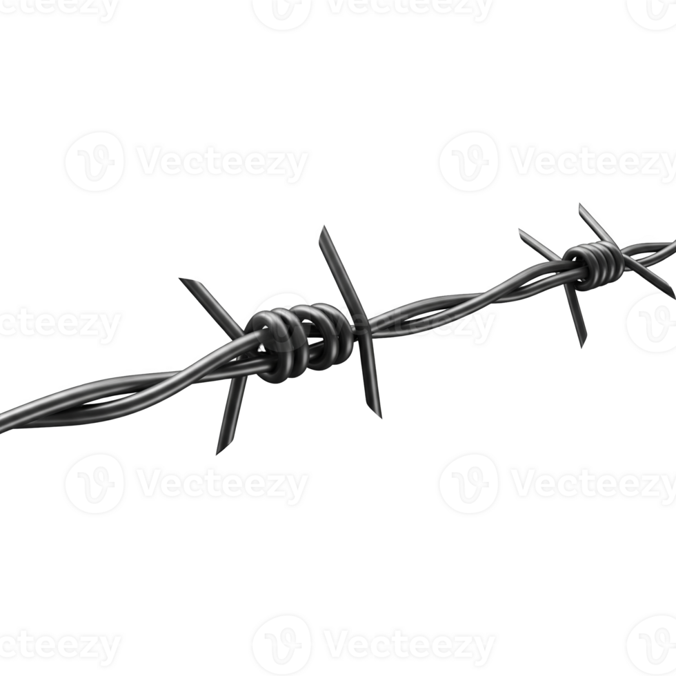 A strand of sharp barbed wire, isolated on transparent background png