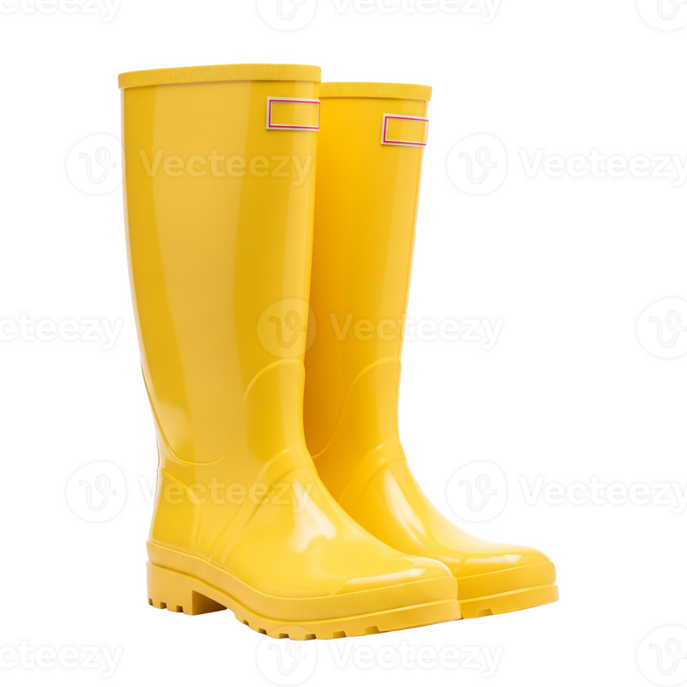 Pair of yellow rain boots isolated on transparent background png